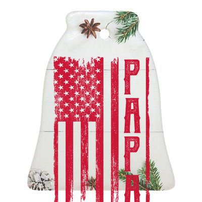 American Papa Flag Ceramic Bell Ornament