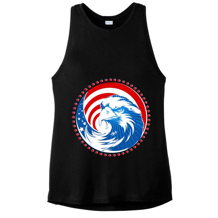 American Patriot Eagle Emblem Ladies PosiCharge Tri-Blend Wicking Tank