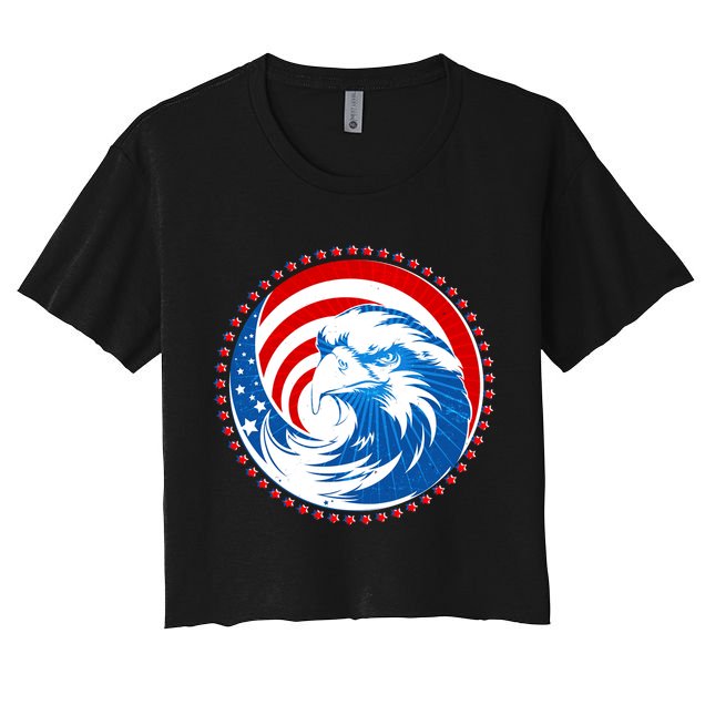 American Patriot Eagle Emblem Crop Top