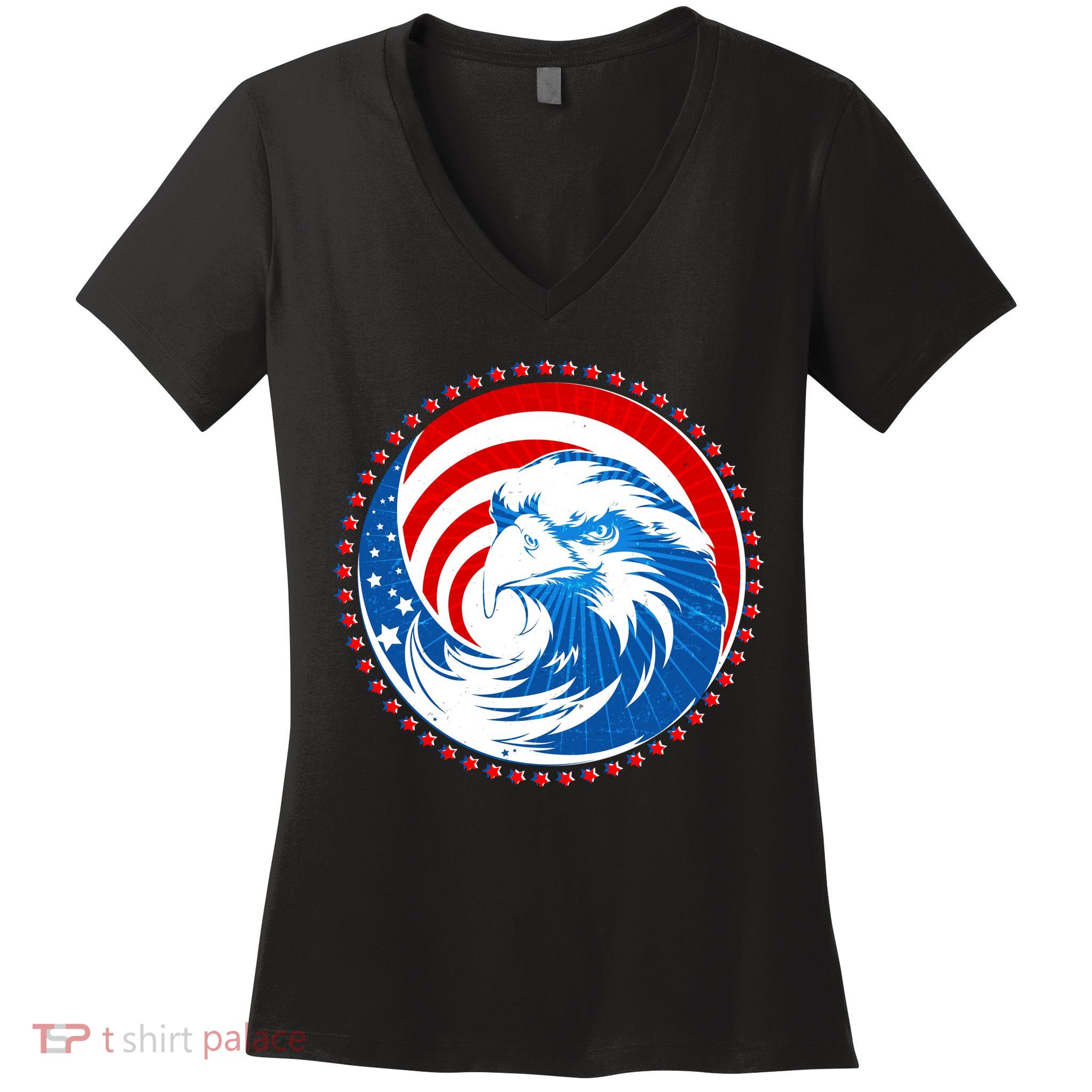 American Patriot Eagle Emblem Women's V-Neck T-Shirt