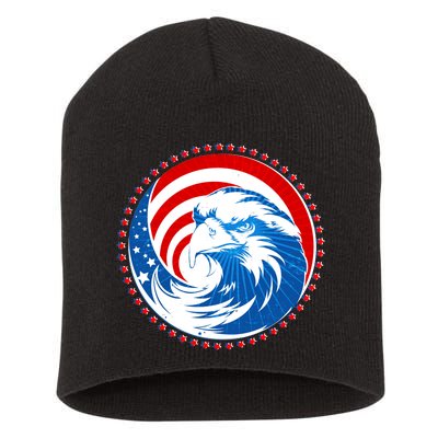 American Patriot Eagle Emblem Short Acrylic Beanie