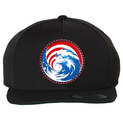 American Patriot Eagle Emblem Wool Snapback Cap