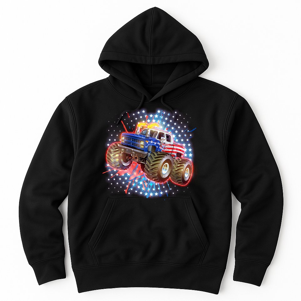 American Patriotic Monster Truck USA Hoodie