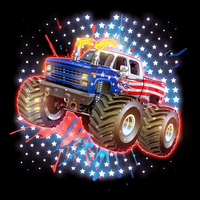 American Patriotic Monster Truck USA Drawstring Bag
