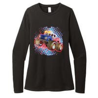 American Patriotic Monster Truck USA Womens CVC Long Sleeve Shirt