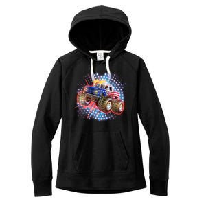 American Patriotic Monster Truck USA Women's Fleece Hoodie