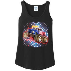 American Patriotic Monster Truck USA Ladies Essential Tank