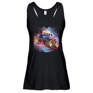 American Patriotic Monster Truck USA Ladies Essential Flowy Tank