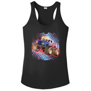 American Patriotic Monster Truck USA Ladies PosiCharge Competitor Racerback Tank