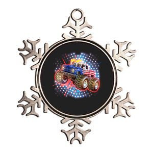 American Patriotic Monster Truck USA Metallic Star Ornament