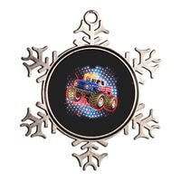 American Patriotic Monster Truck USA Metallic Star Ornament