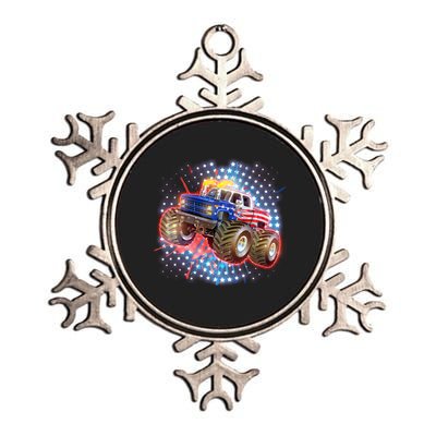 American Patriotic Monster Truck USA Metallic Star Ornament