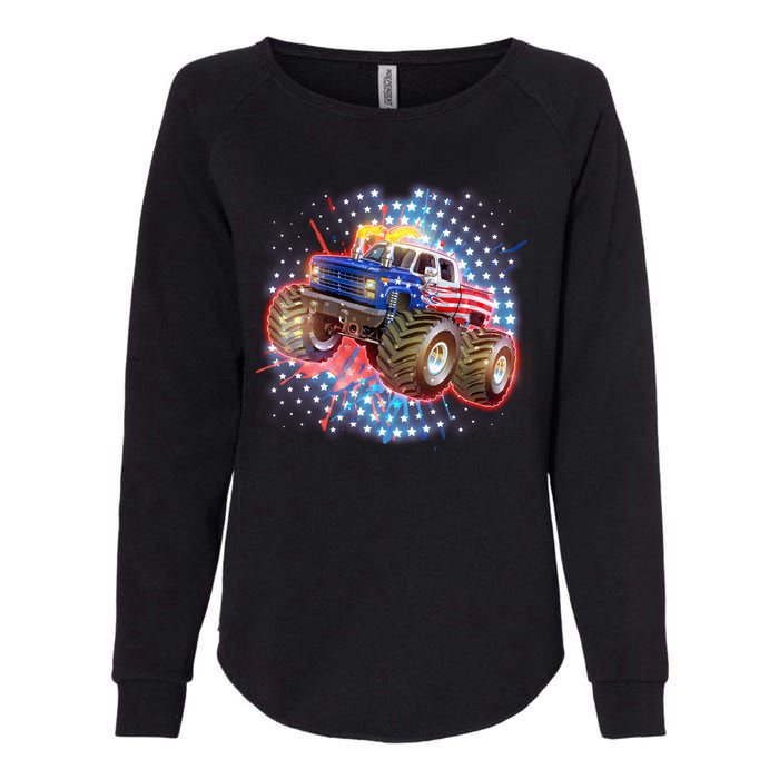 American Patriotic Monster Truck USA Womens California Wash Sweatshirt