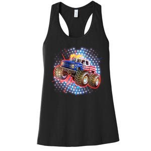 American Patriotic Monster Truck USA Women's Racerback Tank