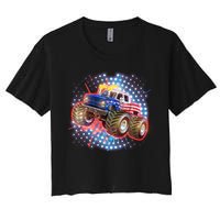 American Patriotic Monster Truck USA Women's Crop Top Tee