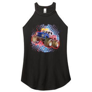 American Patriotic Monster Truck USA Women's Perfect Tri Rocker Tank