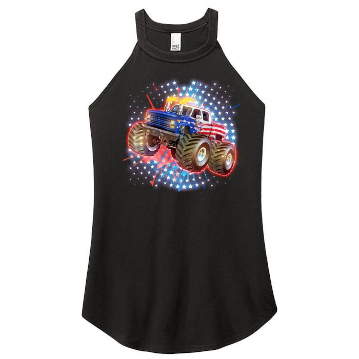 American Patriotic Monster Truck USA Women's Perfect Tri Rocker Tank