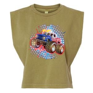 American Patriotic Monster Truck USA Garment-Dyed Women's Muscle Tee