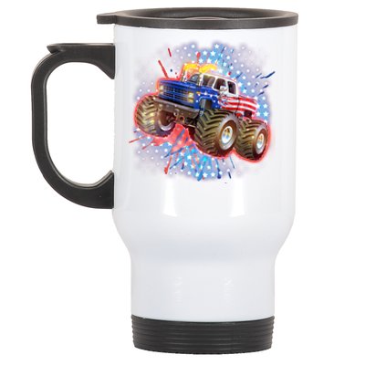 American Patriotic Monster Truck USA Stainless Steel Travel Mug