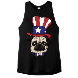 American Patriotic Pug Ladies PosiCharge Tri-Blend Wicking Tank