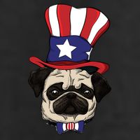 American Patriotic Pug 11oz C Handle Ceramic Mug