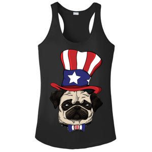 American Patriotic Pug Ladies PosiCharge Competitor Racerback Tank