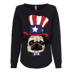 American Patriotic Pug Womens California Wash Sweatshirt