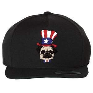 American Patriotic Pug Wool Snapback Cap