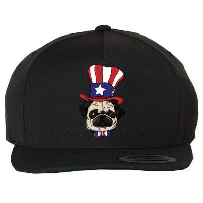 American Patriotic Pug Wool Snapback Cap