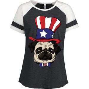 American Patriotic Pug Enza Ladies Jersey Colorblock Tee