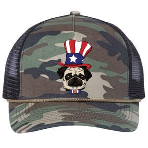 American Patriotic Pug Retro Rope Trucker Hat Cap