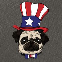 American Patriotic Pug Cotton Canvas Backpack