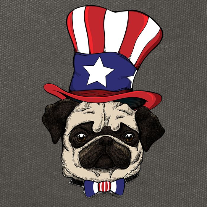 American Patriotic Pug Cotton Canvas Backpack