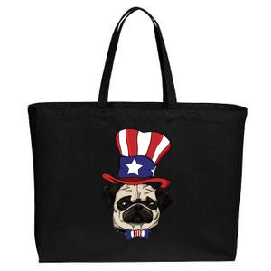 American Patriotic Pug Cotton Canvas Jumbo Tote