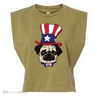 American Patriotic Pug Garment-Dyed Women's Muscle Tee