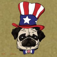 American Patriotic Pug Garment-Dyed Women's Muscle Tee