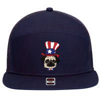 American Patriotic Pug 7 Panel Mesh Trucker Snapback Hat