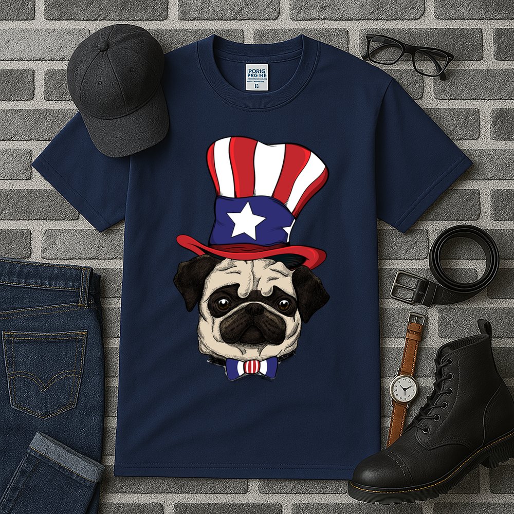American Patriotic Pug Tall T-Shirt