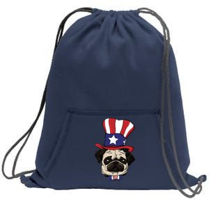 American Patriotic Pug Sweatshirt Cinch Pack Bag