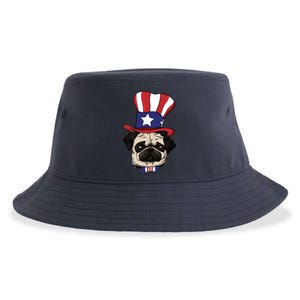 American Patriotic Pug Sustainable Bucket Hat