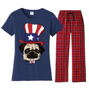 American Patriotic Pug Women's Flannel Pajama Set