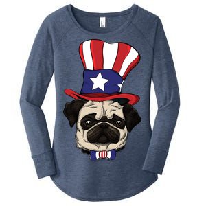 American Patriotic Pug Women's Perfect Tri Tunic Long Sleeve Shirt