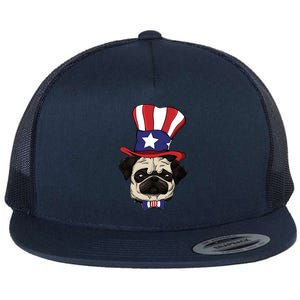 American Patriotic Pug Flat Bill Trucker Hat