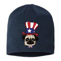 American Patriotic Pug Sustainable Beanie