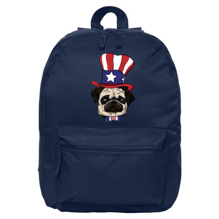 American Patriotic Pug 16 in Basic Backpack