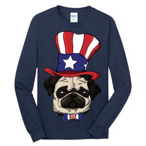 American Patriotic Pug Tall Long Sleeve T-Shirt