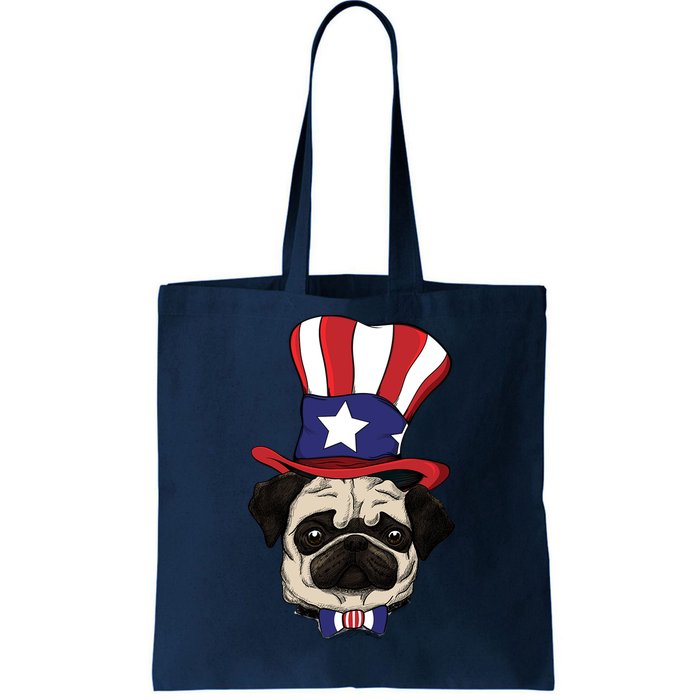 American Patriotic Pug Tote Bag