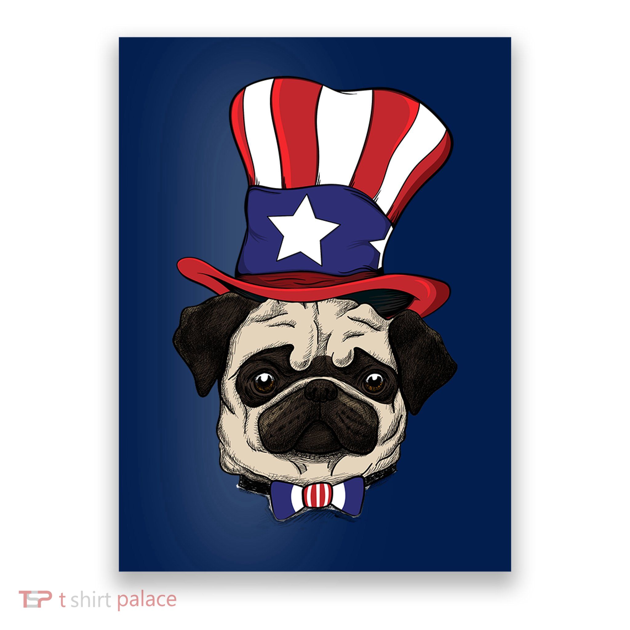American Patriotic Pug Poster