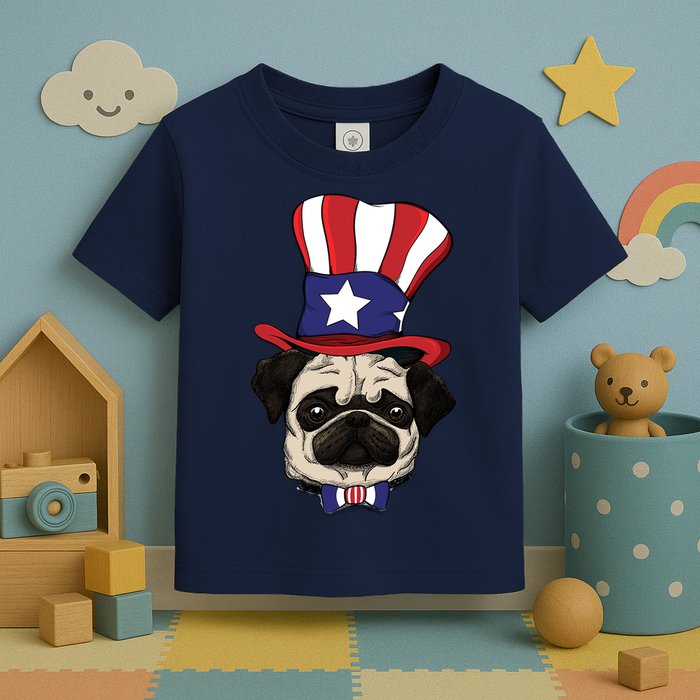 American Patriotic Pug Toddler T-Shirt