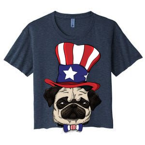 American Patriotic Pug Women's Crop Top Tee